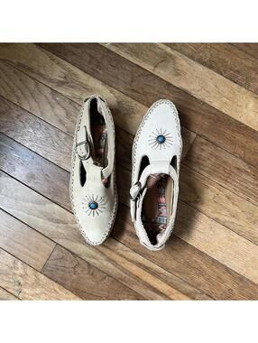 Boho leather moccasins with turquoise detail